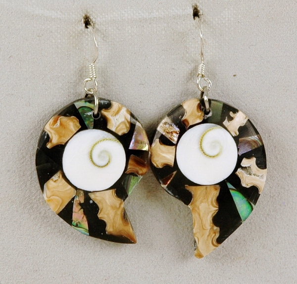 Tolle Ohrringe -  Shiva Auge und Abalone Muschel